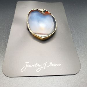 FREEFORM GOLD PLATED BLUE AGATE PHONE ACCESSORIE
